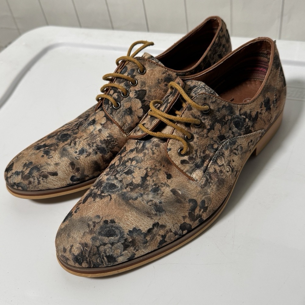 Ferro Aldo Floral Print Oxford Lace Up Dress‎ Shoes Mens 7.5 Party Cocktail Club